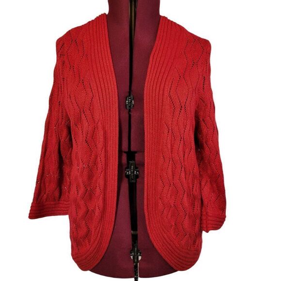 TanJay Red Knitted Open Front Cardigan (Size XL) - Picture 1 of 6